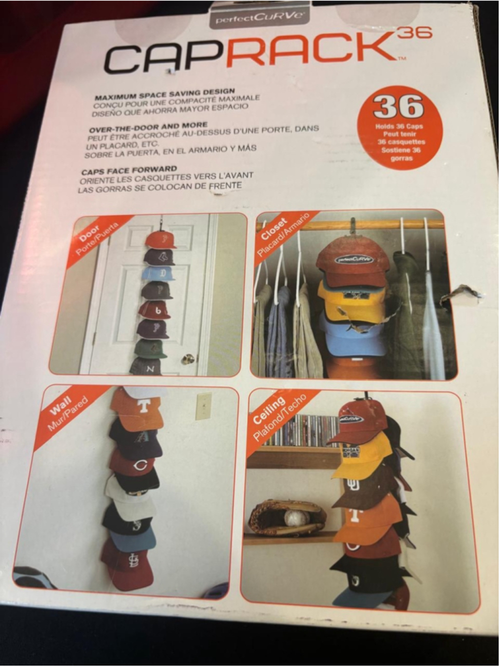 Perfect Curve CapRack 36 Baseball Cap Organizer Storage Hanger System #S63